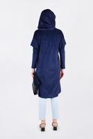 Tesettür giyim LACİVERT OMUZLARI NAKIŞLI VOLANLI TUNİK 4777 