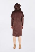 Tesettür giyim KAHVE OMUZLARI NAKIŞLI VOLANLI TUNİK 4777 