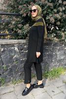 Tesettür giyim SİYAH ŞERİT DETAYLI BİSİKLET YAKA TUNİK 4778 