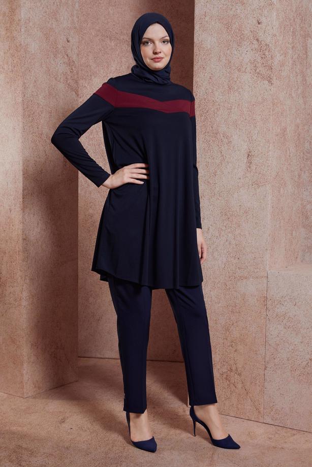Hijab clothing NAVY BLUE CREW-NECK TUNIC 4778 - TRENDTESETTÜR