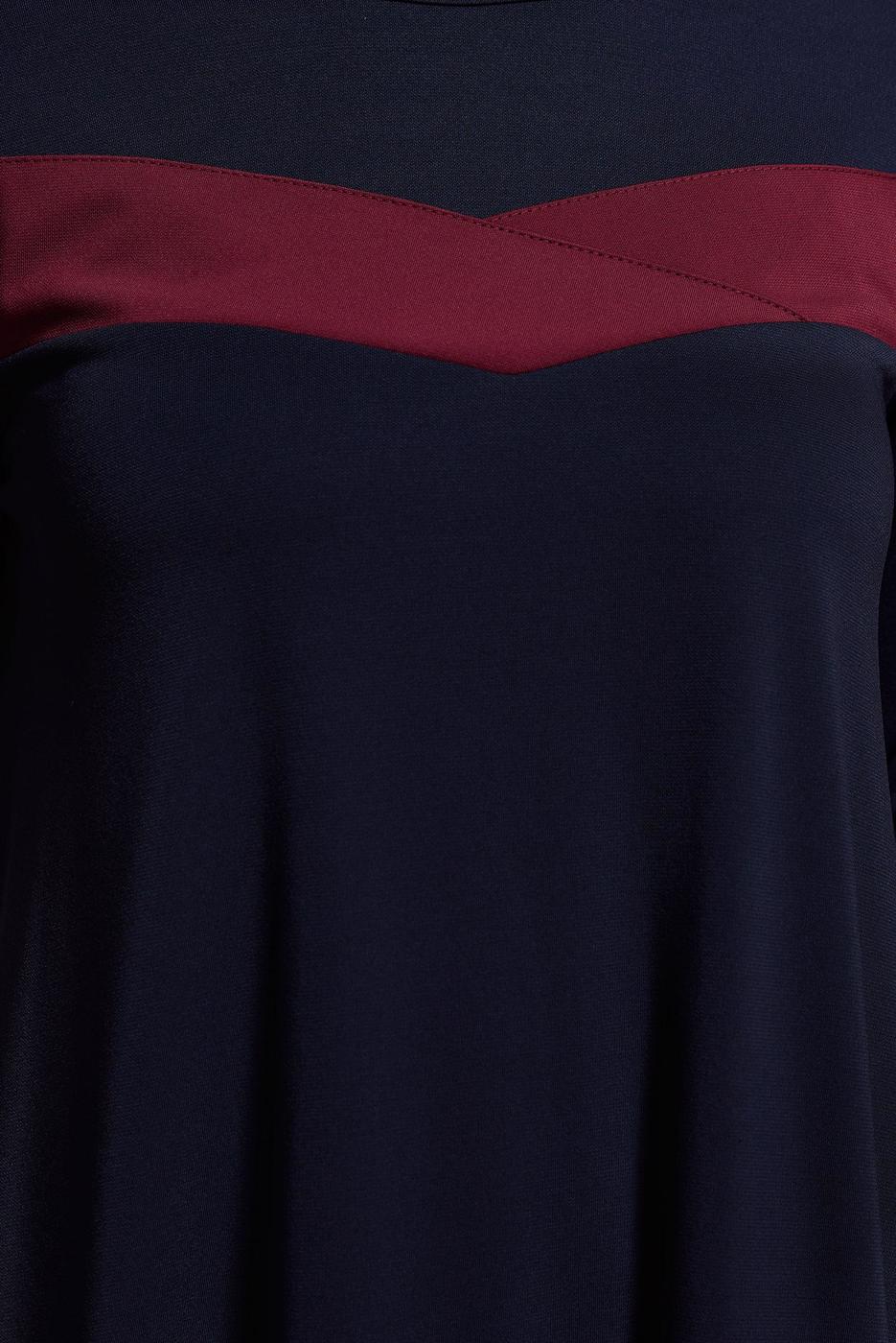 Tesettür giyim LACİVERT ŞERİT DETAYLI BİSİKLET YAKA TUNİK 4778 