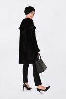 Tesettür giyim SİYAH OMUZLARI VOLANLI KADİFE TUNİK 4789