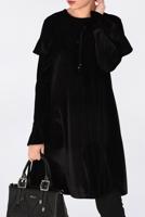 Tesettür giyim SİYAH OMUZLARI VOLANLI KADİFE TUNİK 4789