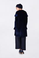 Tesettür giyim LACİVERT OMUZLARI VOLANLI KADİFE TUNİK 4789