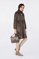 Tesettür giyim KAHVE BELİ BÜZGÜLÜ NUBUK TUNİK 4791
