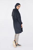 Tesettür giyim LACİVERT BELİ BÜZGÜLÜ NUBUK TUNİK 4791