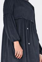 Tesettür giyim LACİVERT BELİ BÜZGÜLÜ NUBUK TUNİK 4791