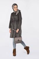 Tesettür giyim VİZON BELİ BÜZGÜLÜ NUBUK TUNİK 4791