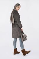 Tesettür giyim VİZON BELİ BÜZGÜLÜ NUBUK TUNİK 4791