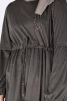 Tesettür giyim VİZON BELİ BÜZGÜLÜ NUBUK TUNİK 4791