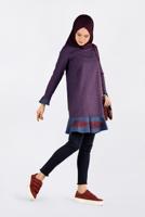 Tesettür giyim LACİVERT PÖTİKARE DESENLİ ETEK UCU VOLANLI VE İŞLEMELİ TUNİK 4793