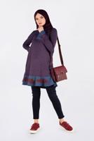 Tesettür giyim LACİVERT PÖTİKARE DESENLİ ETEK UCU VOLANLI VE İŞLEMELİ TUNİK 4793