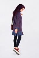 Tesettür giyim LACİVERT PÖTİKARE DESENLİ ETEK UCU VOLANLI VE İŞLEMELİ TUNİK 4793