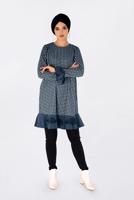 Tesettür giyim KREM PÖTİKARE DESENLİ ETEK UCU VOLANLI VE İŞLEMELİ TUNİK 4793