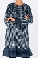 Tesettür giyim KREM PÖTİKARE DESENLİ ETEK UCU VOLANLI VE İŞLEMELİ TUNİK 4793