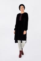 Tesettür giyim SİYAH NAKIŞLI KADİFE TUNİK 4794 