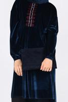 Tesettür giyim LACİVERT NAKIŞLI KADİFE TUNİK 4794 