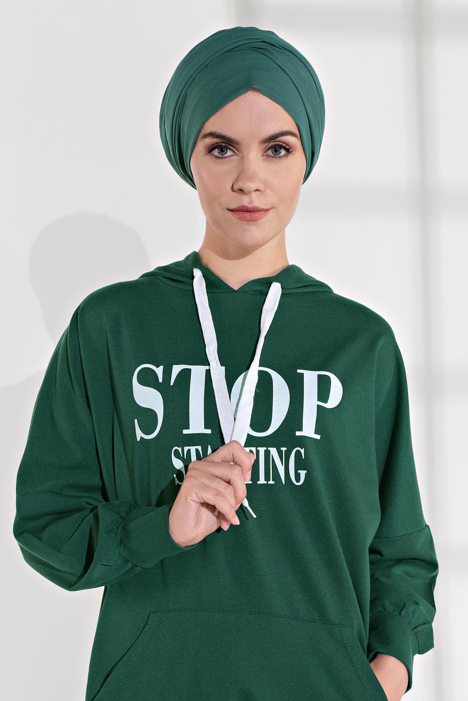 Vêtements hijab VERT TUNIQUE EN SPORT À IMPRIMÉE 6102
