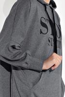 Tesettür giyim GRİ YAZI BASKILI CEPLİ EŞOFMAN TUNİK 6102