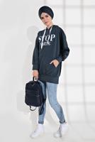 Vêtements hijab BLEU MARINE TUNIQUE EN SPORT À IMPRIMÉE 6102