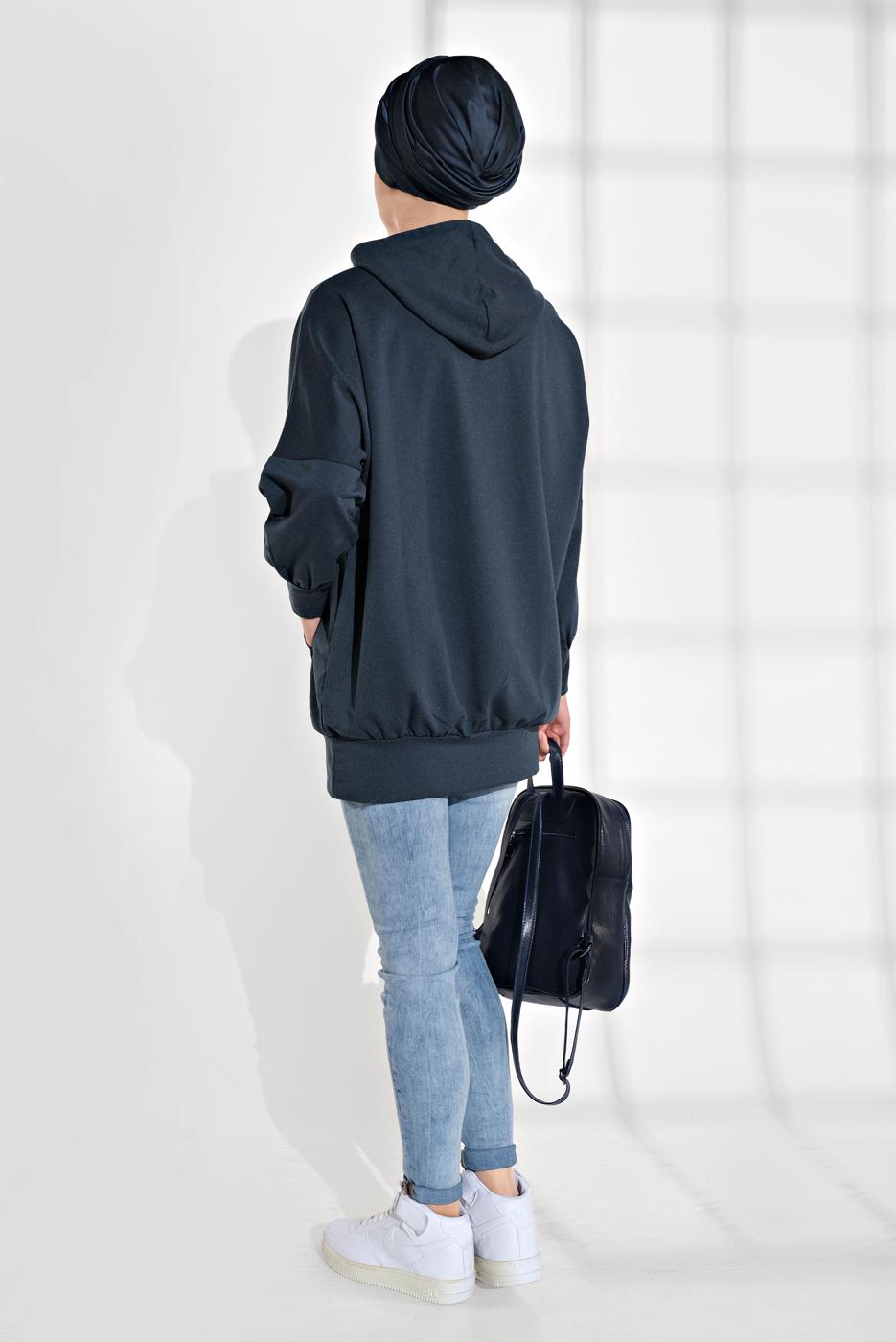 Vêtements hijab BLEU MARINE TUNIQUE EN SPORT À IMPRIMÉE 6102