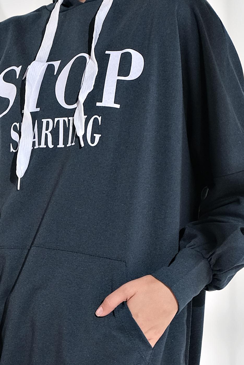 Vêtements hijab BLEU MARINE TUNIQUE EN SPORT À IMPRIMÉE 6102