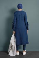 Vêtements hijab BLEU MARINE TUNIQUE EN JEAN À PERLES 8411 