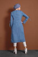 Vêtements hijab BLEU TUNIQUE EN JEAN À PERLES 8411 