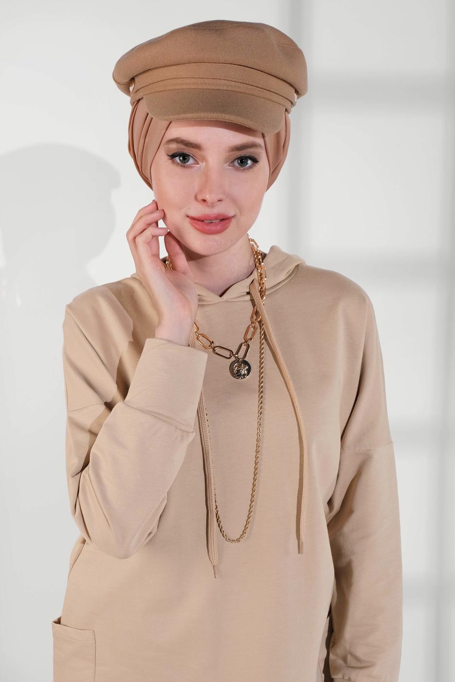 Hijab clothing BEIGE COTTON TUNIC 9822 