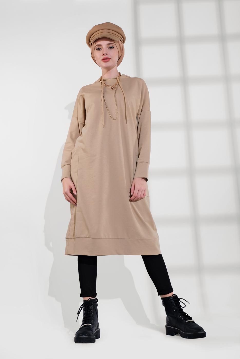 Hijab clothing BEIGE COTTON TUNIC 9822 