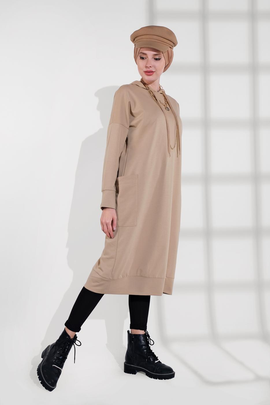Hijab clothing BEIGE COTTON TUNIC 9822 