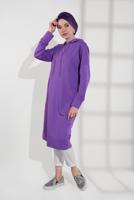 Tesettür giyim MOR PAMUKLU UZUN TUNİK 9822