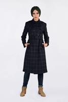 Tesettür giyim LACİVERT EKOSELİ KRUVAZE TRENÇKOT 1326-1