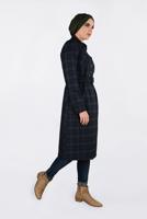 Tesettür giyim LACİVERT EKOSELİ KRUVAZE TRENÇKOT 1326-1