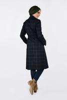 Tesettür giyim LACİVERT EKOSELİ KRUVAZE TRENÇKOT 1326-1