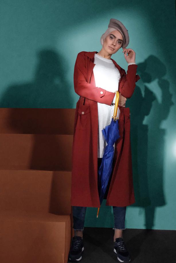 Hijab clothing  BELTED TRENCH-COAT 4004  - TRENDTESETTÜR