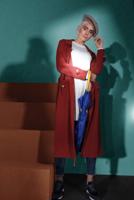 Hijab clothing BROWN BELTED TRENCH-COAT 4004 