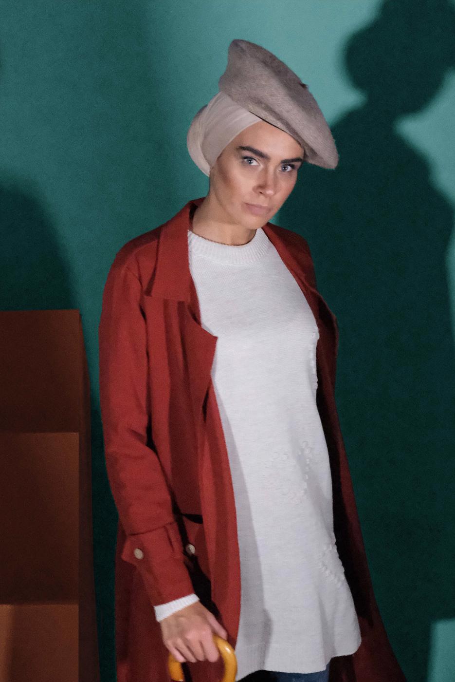 Hijab clothing BROWN BELTED TRENCH-COAT 4004 