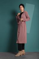 Vêtements hijab POUDRE TRENCH-COAT AVEC CEINTURE 4004