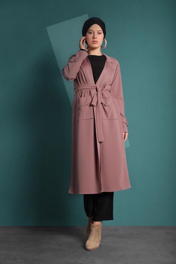 Hijab clothing  BELTED TRENCH-COAT 4004  - TRENDTESETTÜR