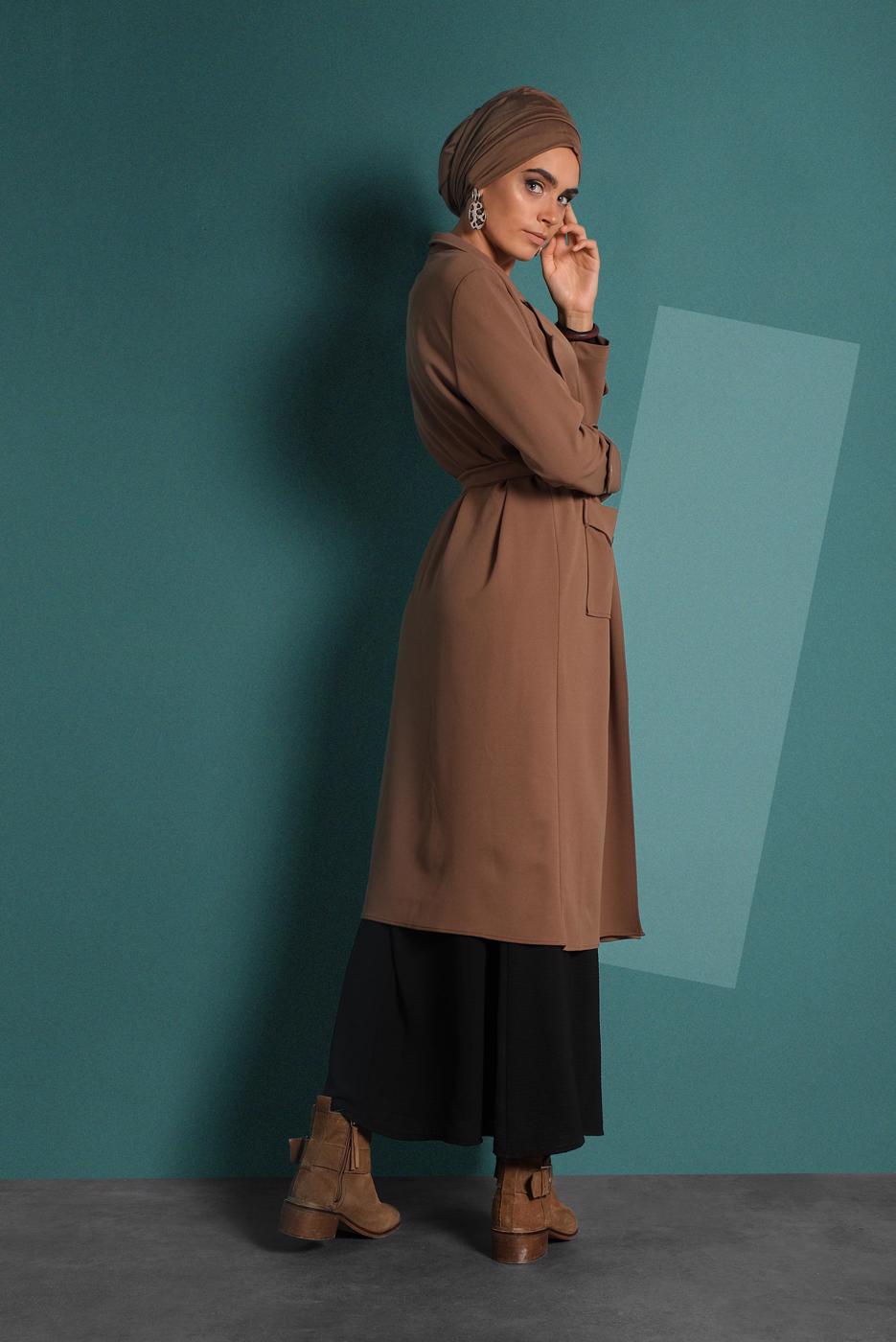 Vêtements hijab TABA TRENCH-COAT AVEC CEINTURE 4004