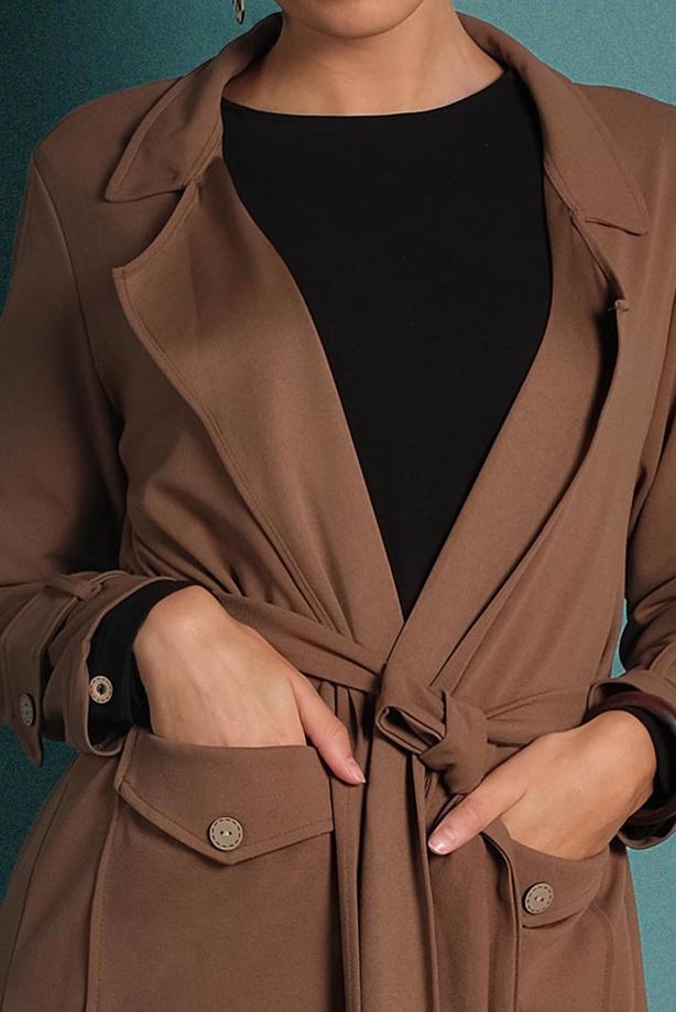 Hijab clothing  BELTED TRENCH-COAT 4004  - TRENDTESETTÜR