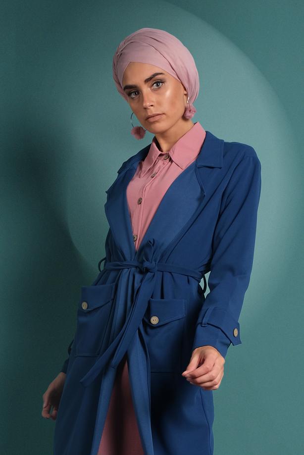 Hijab clothing  BELTED TRENCH-COAT 4004  - TRENDTESETTÜR