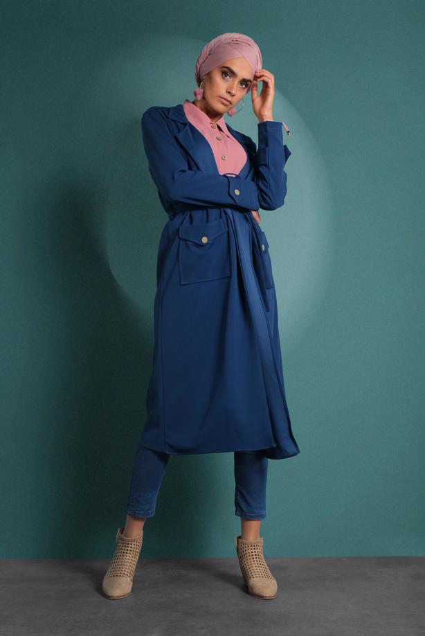 Hijab clothing  BELTED TRENCH-COAT 4004  - TRENDTESETTÜR