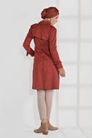 Tesettür giyim KAHVE  BELDEN KUŞAKLI SÜET TRENÇKOT 17301