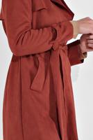 Tesettür giyim KAHVE  BELDEN KUŞAKLI SÜET TRENÇKOT 17301
