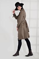 Tesettür giyim VİZON  BELDEN KUŞAKLI SÜET TRENÇKOT 17301