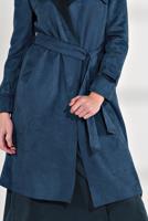 Tesettür giyim LACİVERT  BELDEN KUŞAKLI SÜET TRENÇKOT 17301