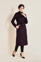 Tesettür giyim MÜRDÜM KOLLARI PULLU PAMUKLU TRENÇKOT 1305