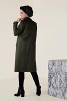 Hijab clothing KHAKI HOODED ZIPPED TRENCH-COAT 1310 